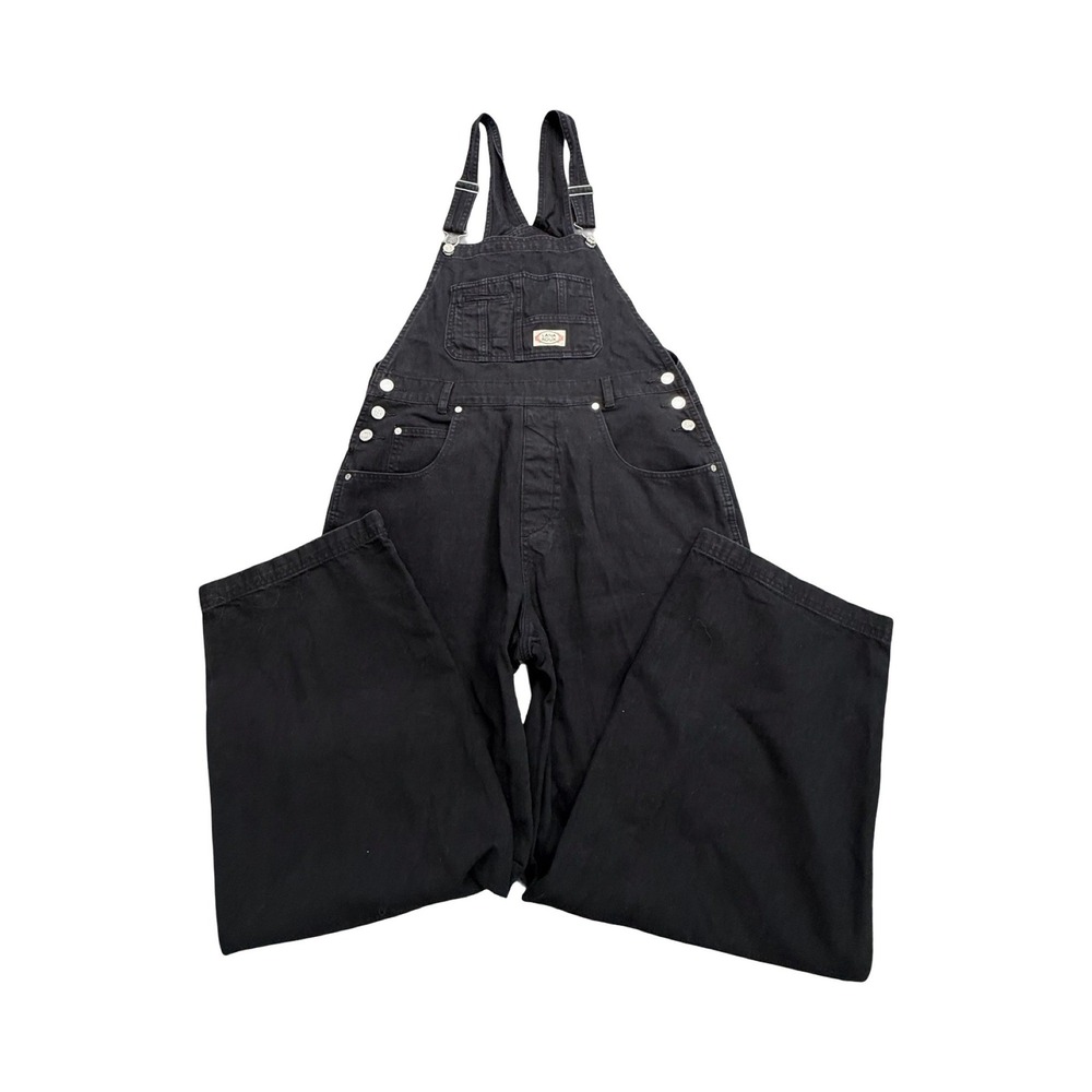 Lana Roux Overalls Women XL Black 38x27 Wide Leg Denim Cotton Skater Aesthetic